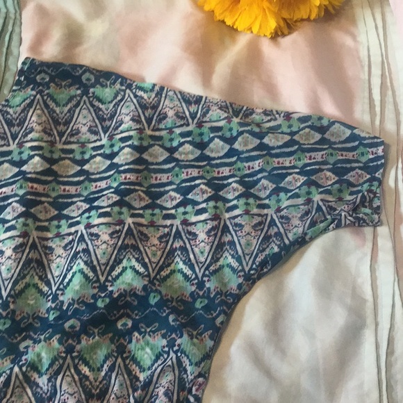 Dots Teal Green Cold Shoulder Semi Sheer Top - Picture 5 of 7